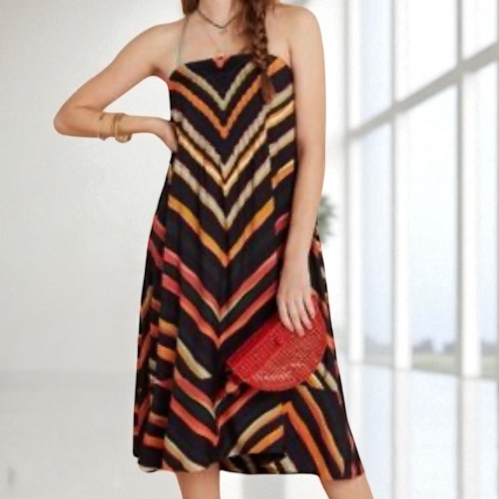 New! Anthropologie Runi Chevron Slip Dress Size Small